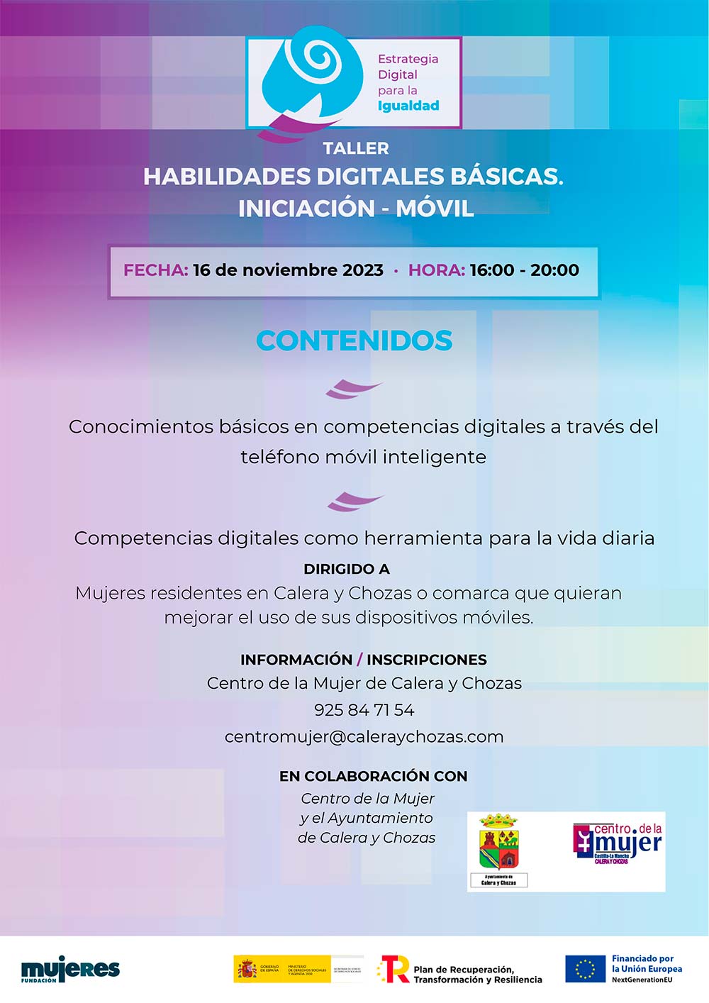 taller basico telefono movil ee calera y chozas